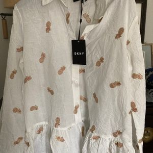 DKNY women's peplum button down top